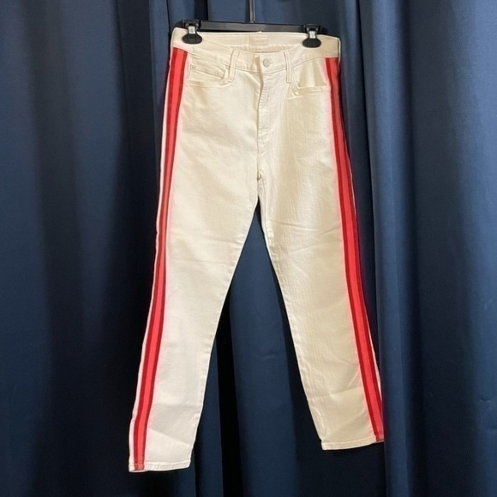 MOTHER Mid Rise Dazzler Crop Whipping The Cream Pink Racer jeans